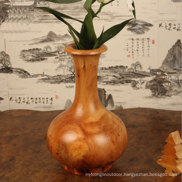 Carved Vase Decorated Vase Natural Handmade Wood Traditional Vase